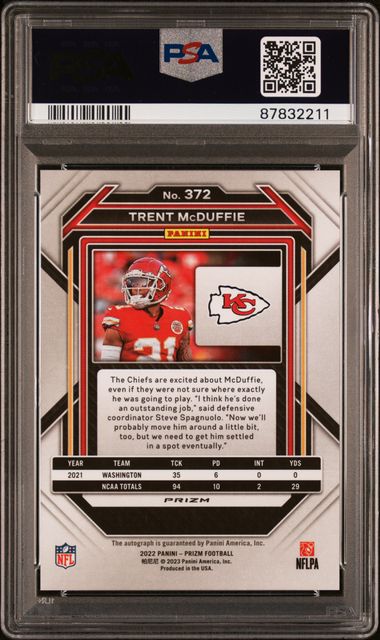 2022 PANINI PRIZM #372 TRENT McDUFFIE AUTOGRAPH