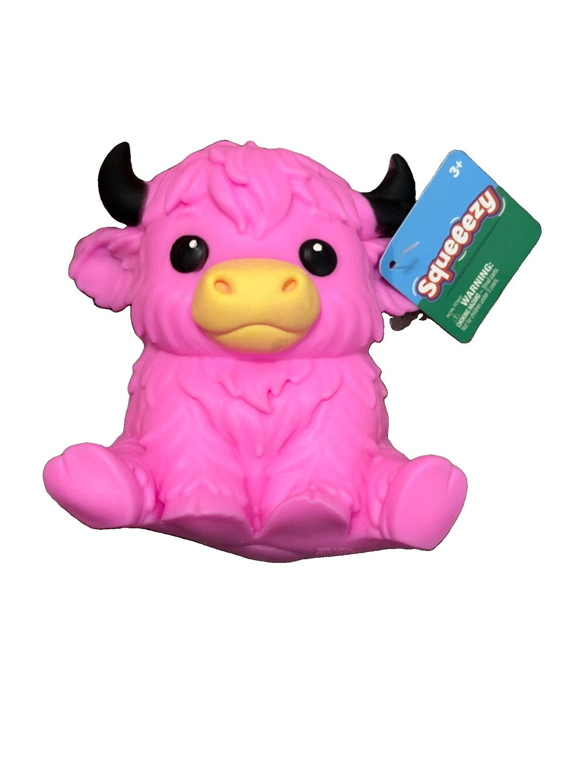 Sunny Days Squeeezy Highland Cow - Squishy Fidget Toy - Pink - NEW