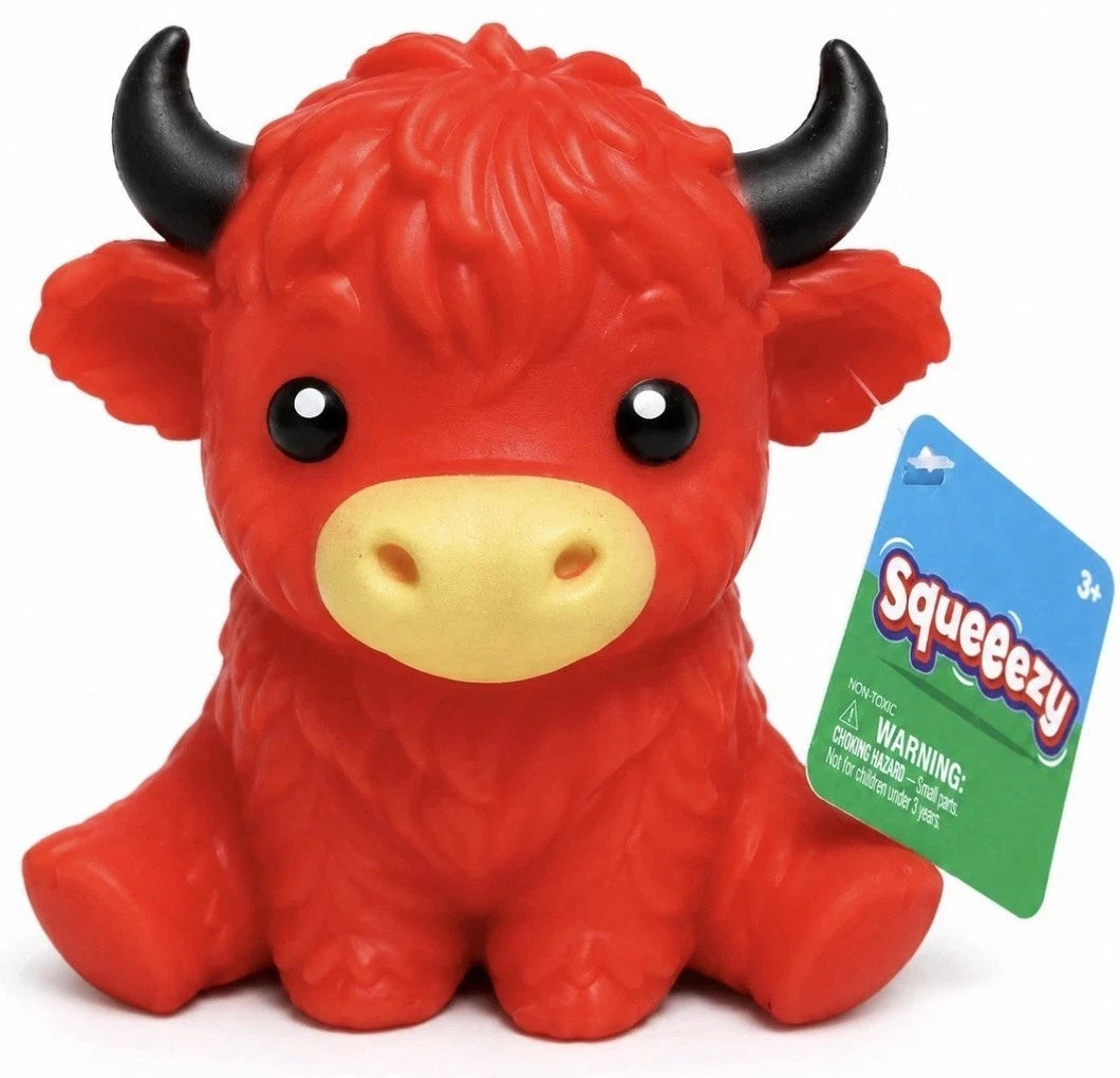 Squeeezy Highland Cow RED 4.5-Inch Squeeze Toy