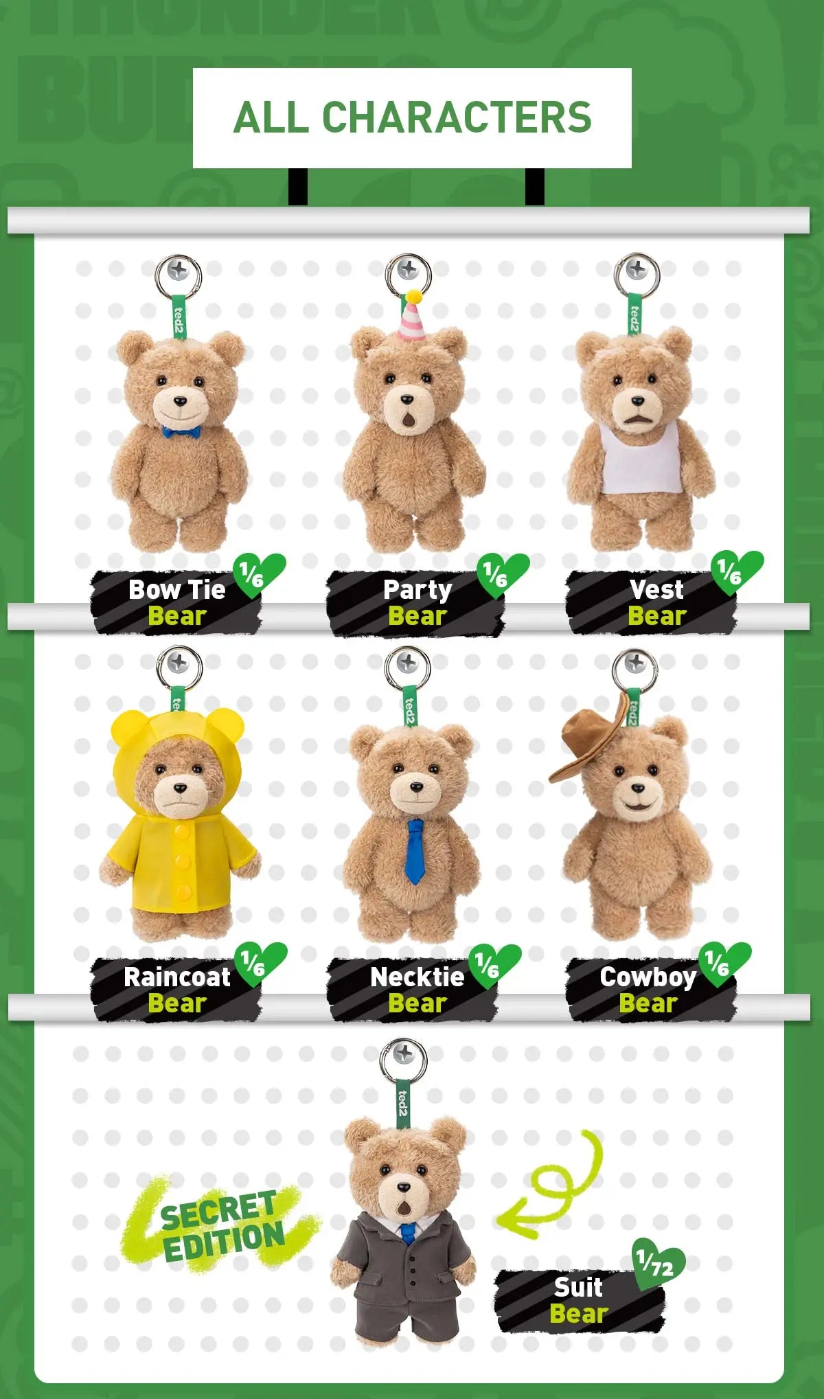 Pop Mart Ted2 Teddy Bear Action Plush Pendant Blind Box (Back)