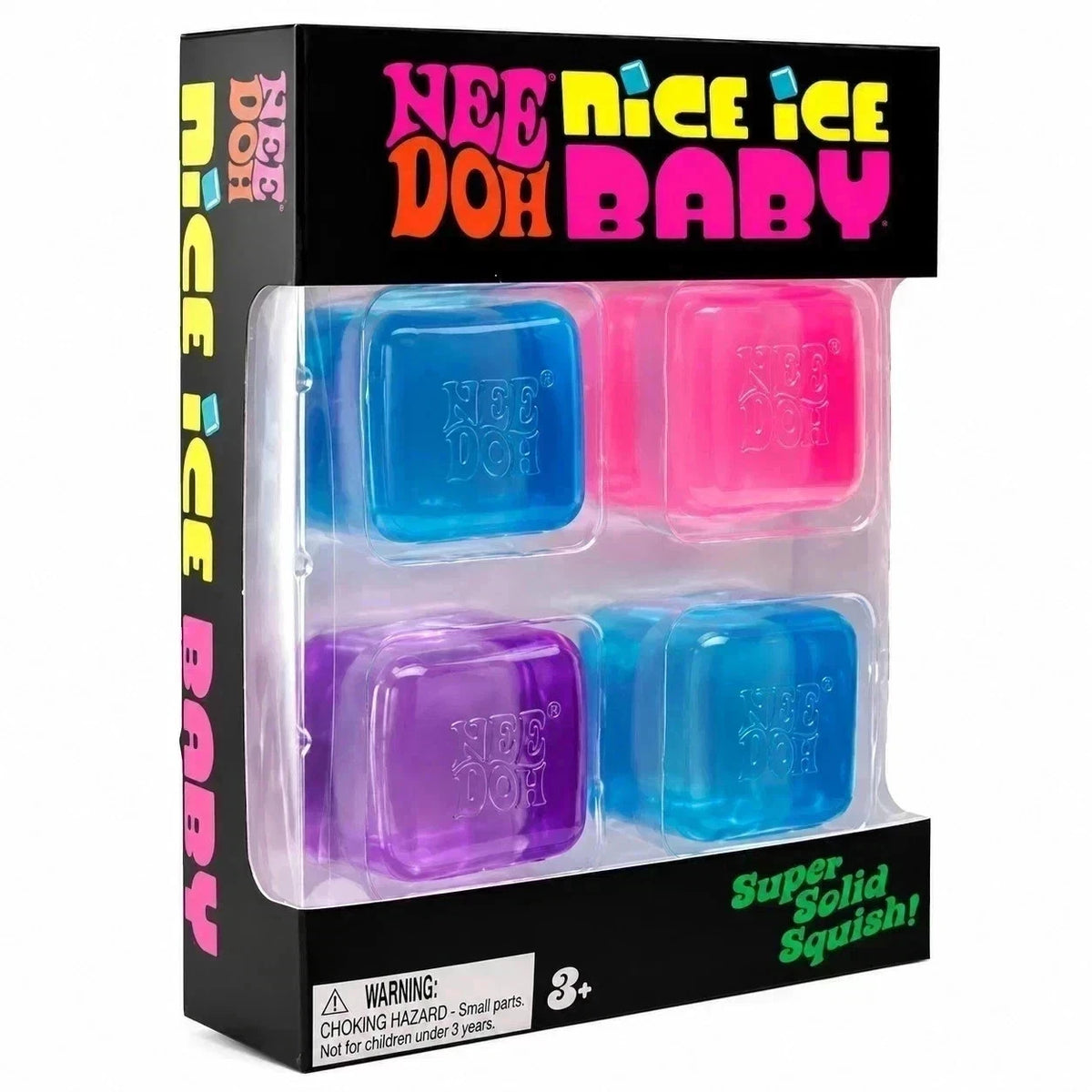 NeeDoh Nice Ice Baby 4-Pack Mini Cubes Authentic Squishy Fidget Stress Toy