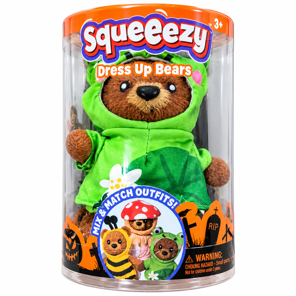 Squeeezy Dress Up Bears Stuffed Bear Plush Brown/Green Halloween Dress Up