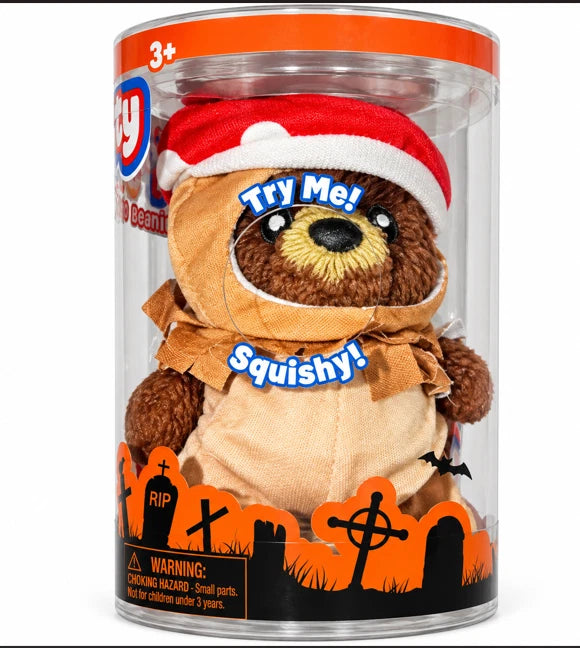 Viral rare toymendous Squeeezy Dress Up Bear Plush Brown Tan Mushroom