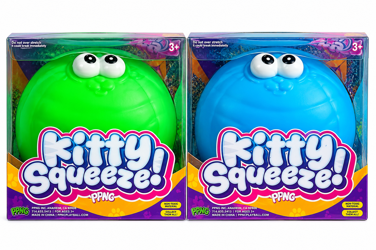 Kitty Squeeze Jumbo Blue/Green Cat Squishy Sensory Toy NEW | Unopened / English / New
