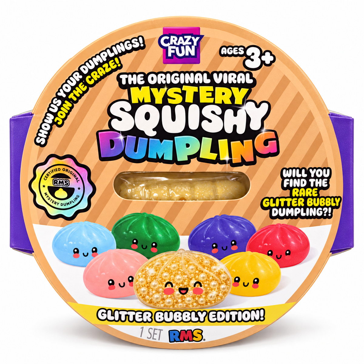 Crazy Fun Original Glitter Mystery Squishy Dumpling (Glitter Bubbly Edition) | Unopened / English / New