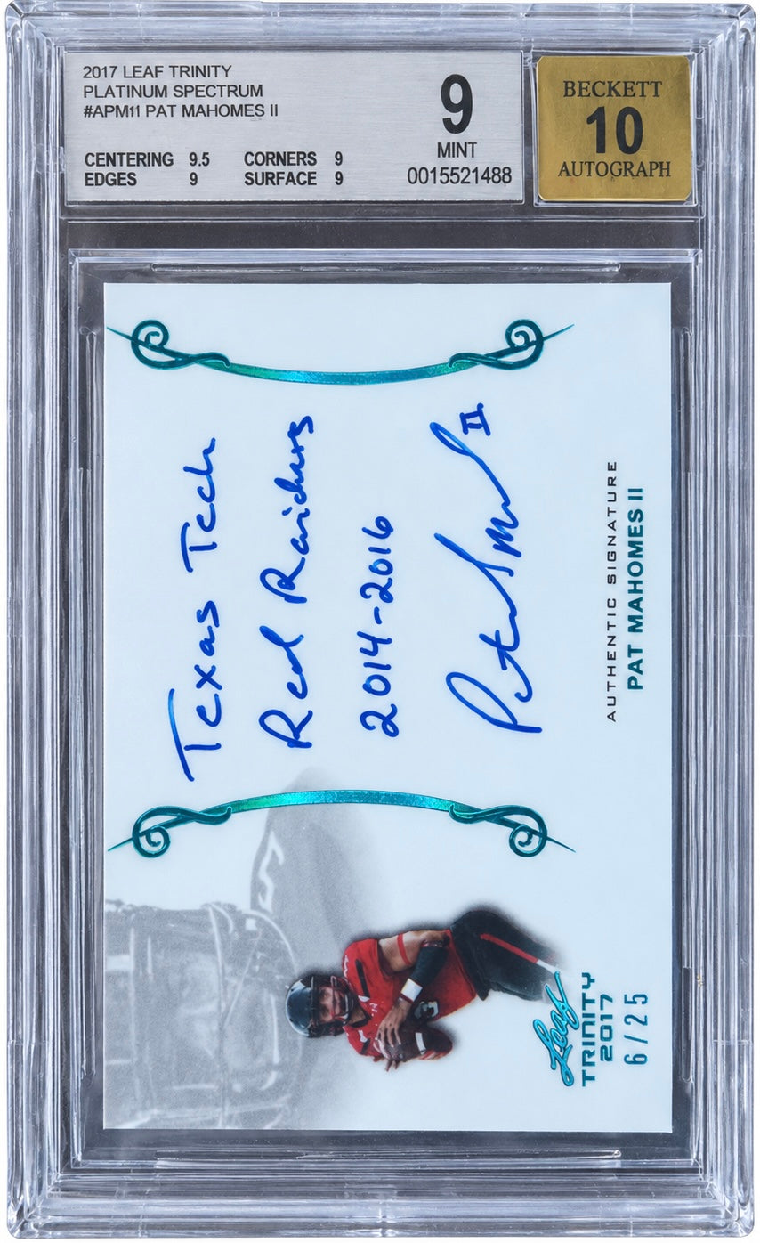 2017 Leaf Trinity Patrick Mahomes Rc Rookie Inscription Auto 10 PSA 10