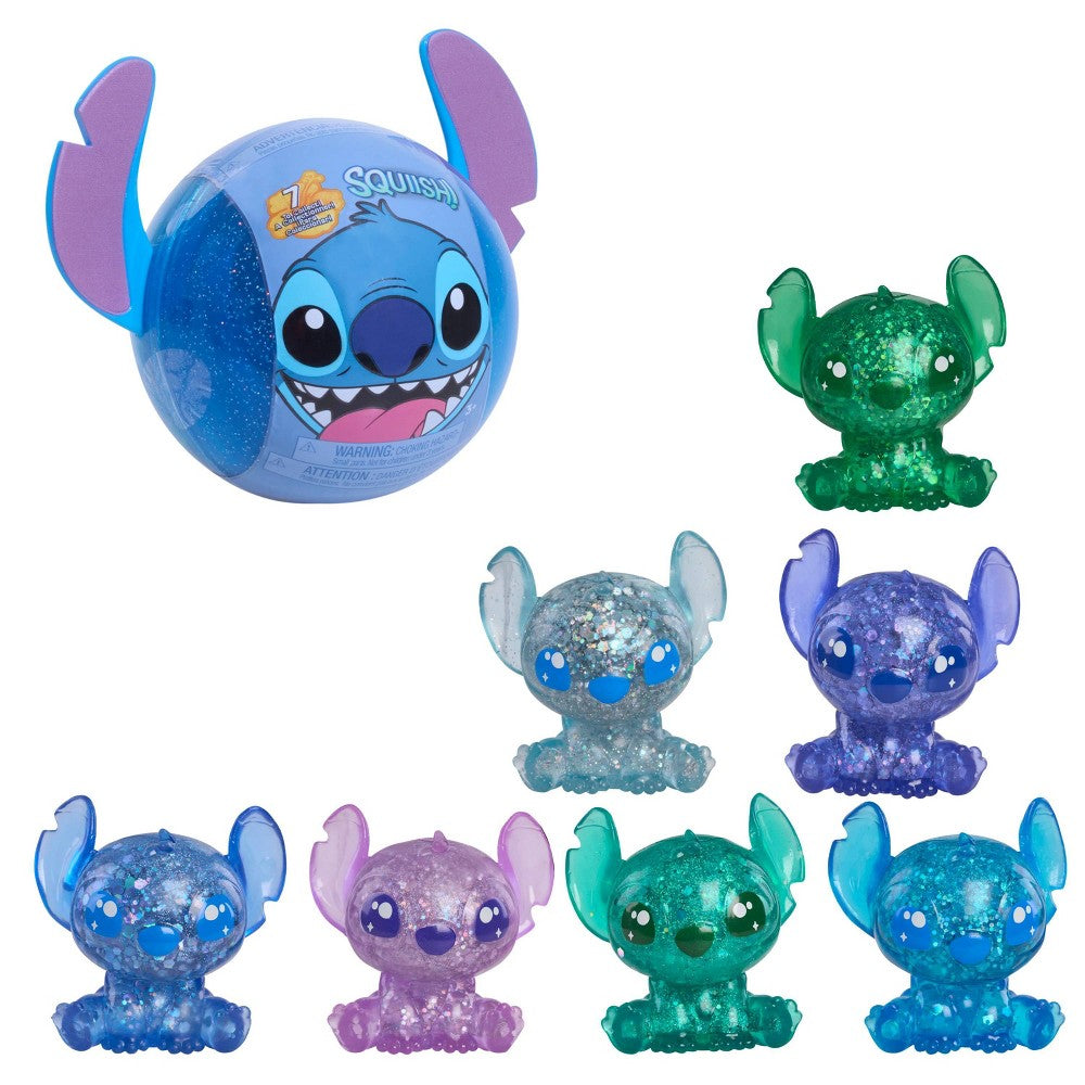 Disney Stitch Squish-a-Stitch Collectible Figures 2" Mystery Glitter Figurine Squishy Fidget Toys Blind Box