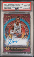 PSA 10 VICTOR WEMBANYAMA AUTO 2022 Bowman Inception FUCHSIA FOIL/75 RC GEM MINT [10]