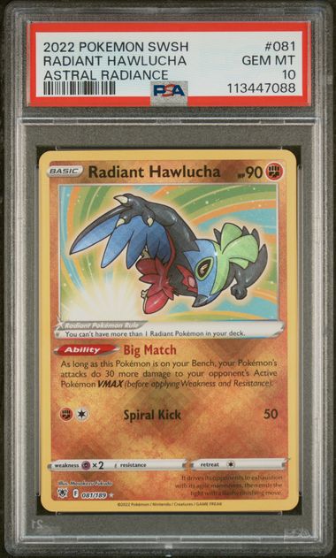 {Radiant Hawlucha - {SWSH10: Astral Radiance - {psa {10 - Cert 113447088